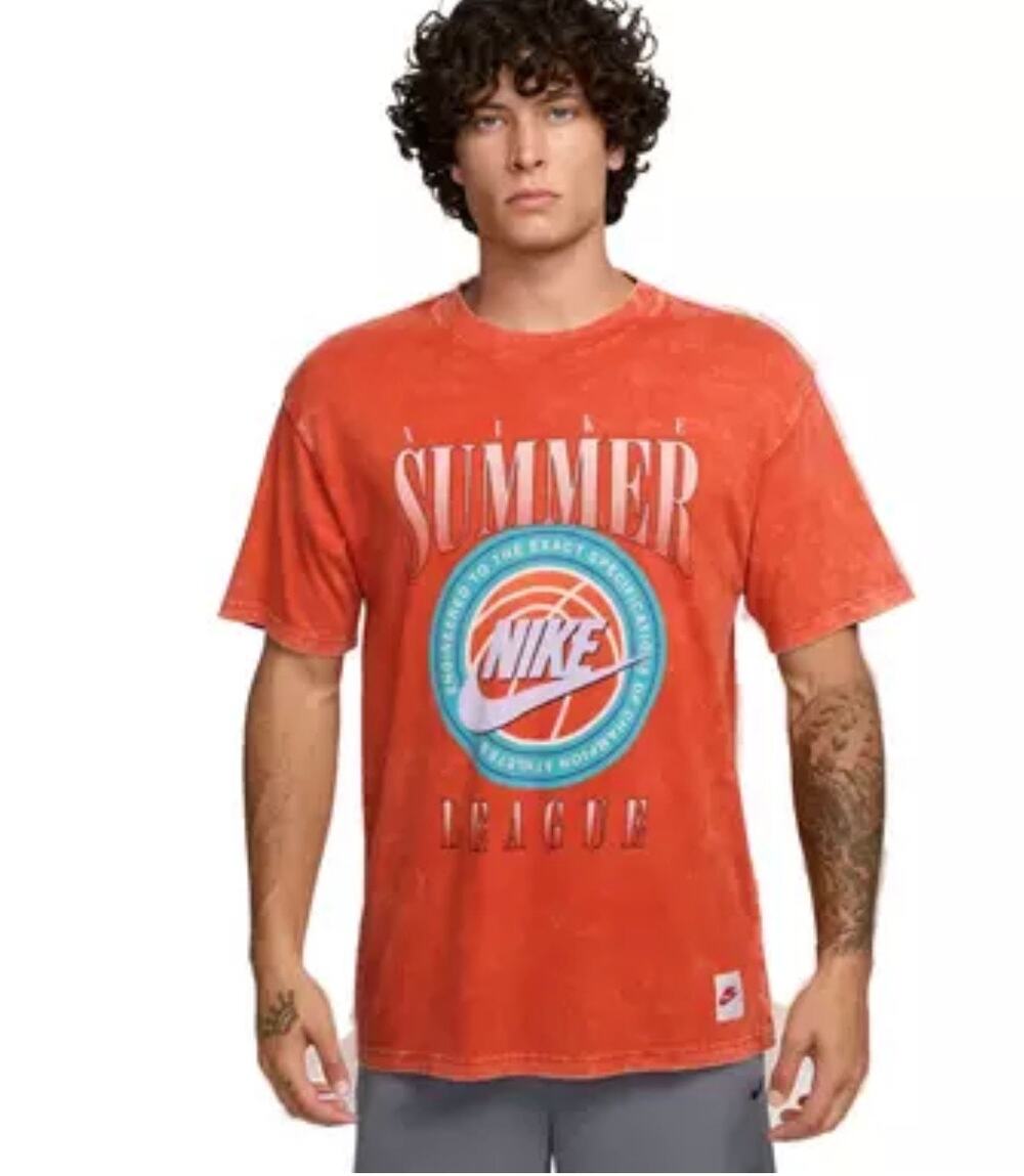 Nike Men's Max90 Basketball Loose Fit T-Shirt Orange Size large